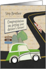 Step Brother Congratulations on Getting Driver’s License Road Scene card