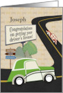 Custom Name Congratulations on Getting Driver’s License Road Scene card