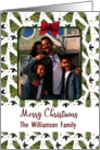 Merry Christmas Custom Photo and Name Christmas Trees and Bow card