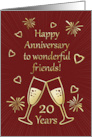 20th Anniversary for Friends with Toasting Glasses and Hearts card