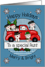 Aunt Happy Holidays Merry and Bright Snowmen and Red Truck card