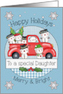 Daughter Happy Holidays Snowmen and Red Truck card