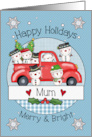 Mum Happy Holidays Snowmen and Red Truck card