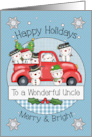 Uncle Happy Holidays Merry Christmas Snowmen and Red Truck card