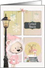 Great Niece Christmas Scene with Girl Bear Looking in Window card