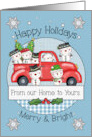 From Our Home to Yours Happy Holidays Snowmen and Red Truck card