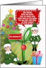 Christmas Humor with Elves Presents and Christmas Tree card