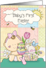 First Easter for Little Baby Girl with Bunnies and Flowers card