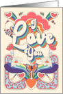 Valentine’s Day I Love You Bold and Groovy Retro Design card