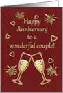 Wedding Anniversary to Wonderful Couple with Toasting Glasses card