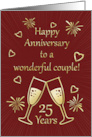 25th Wedding Anniversary to Wonderful Couple with Toasting Glasses card