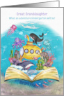 Great Granddaughter Kindergarten Back to School Whimsical Ocean Scene card