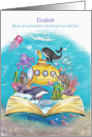 Kindergarten Custom Name Back to School Whimsical Ocean Scene card