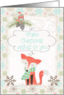 Warm Christmas Wishes Bundled Up Fox and Owl card