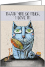 Thank You for the Gift Funny Cat with a Fish and Snail card