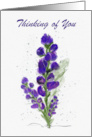 Thinking of You Beautiful Purple Flowers Digital Watercolor card