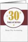 Employee Anniversary 30 Years of Service Custom Business Name card