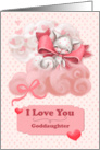 Goddaughter Valentine’s Day Cute Cat Floating on Clouds card