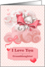 Granddaughter Valentine’s Day Cute Cat Floating on Clouds card