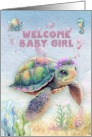 Baby Girl Congratulations Baby Turtle and Sea Life card