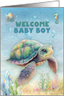 Baby Boy Congratulations Baby Turtle and Sea Life card