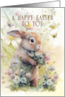 Easter Greetings for Anyone Adorable Bunny in Flowers card