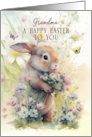 Grandma Happy Easter Greetings Adorable Bunny in Flowers card