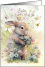 Sister Happy Easter Greetings Adorable Bunny in Flowers card