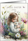 Niece Happy Easter Little Girl with Bunny card