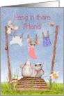 Friend Encouragement Cute Mouse on a Clothesline card