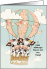 Friend Thank You Adorable Cows in Hot Air Balloon card