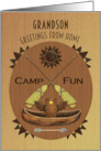 Grandson Summer Camp Greetings Wood Effect Plaque card