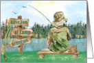 Grandson Thinking of You at Summer Camp Boy Fishing on a Lake card