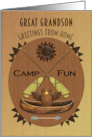 Great Grandson Summer Camp Greetings Wood Effect Plaque card