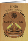Nephew Summer Camp Greetings Wood Effect Plaque card