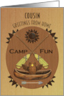 Cousin Summer Camp Greetings Wood Effect Plaque card