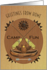 For Anyone Summer Camp Greetings Wood Effect Plaque card