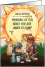 Great Nephew Summer Camp Thinking of You Camping Gear and Bugs card