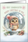 Great Granddaughter Merry Christmas Adorable Owl in a Snow Globe card