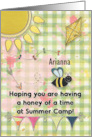 Arianna Custom Name Summer Camp Thinking of You Cute Bee card