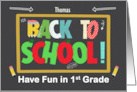 Thomas 1st Grade Back to School Custom Name Fun School Patterns card