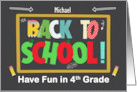 Michael Back to School 4th Grade Custom Name Fun School Patterns card