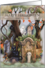 Daughter Halloween Misty Graveyard Scene card