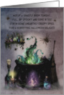 Halloween Boiling Cauldron with Magical Potion Bottles and Spiders card