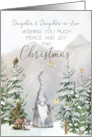 Daughter and Daughter in Law Christmas Mountain Scene with Gnome card