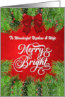 Nephew and Wife Merry and Bright Christmas Greetings card
