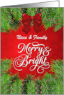 Niece and Family Merry and Bright Christmas Greetings card