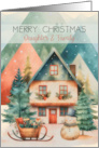Daughter and Family Merry Christmas Woodland Home Snow Scene card