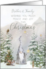 Brother and Family Christmas Mountain Scene with Gnome and Stars card