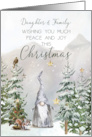 Daughter and Family Christmas Mountain Scene with Gnome and Stars card